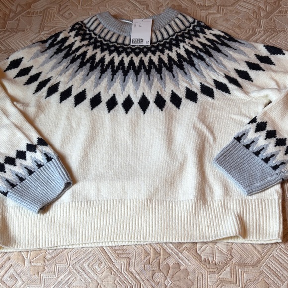 H&M Cream/Patterned Jacquard-Knit Sweater/NWT/S - Picture 6 of 13